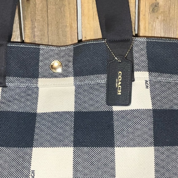 Coach Canvas Blue and White Tote - Picture 7 of 8
